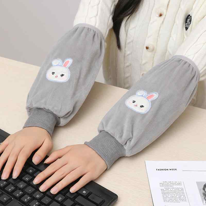 アームカバー レディース ロング丈 秋冬 保温 あったか 汚れ防止 撥水加工 キッチン 家事 作業 通勤 学生 普段使い カジュアル かわいい 綿素材 兎柄 袖カバー(x2)