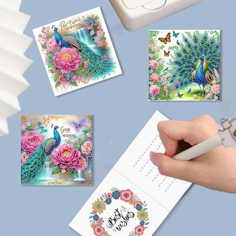 グリーティングカード ダイヤモンドアート キット ハンドメイド 紙製 モダン シンプル 誕生日ギフト 記念日 お祝い メッセージカード 6枚セット 封筒付き 孔...