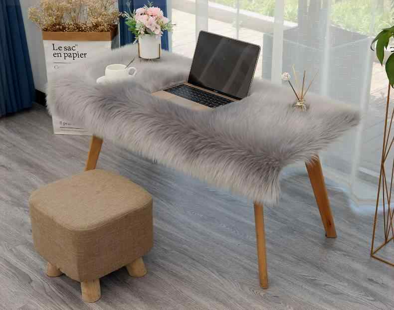 マルチカバー フェイクファー 長毛 シャギー 北欧風 リビング ダイニング 寝室 デスク チェア ディスプレイ 敷物 正方形 長方形 パールホワイト グレー ベージュ 無地