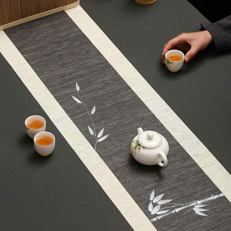 テーブルランナー 禅風 和モダン 綿麻 布製 撥水 茶卓用 長方形 新中華風 テーブルクロス アジアンテイ..