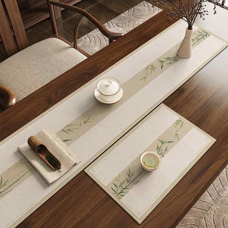 テーブルランナー テーブルセンター モダンチャイニーズ 禅風 和風 茶席 ティーマット 吸水 防水 撥水 ..