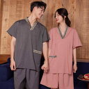 汗蒸服 レディース メンズ ホテル 温泉 スパ 美容院 エステ リラックスウェア ルームウェア パジャマ ラミー 綿混 吸湿速乾 通気性 快適 シンプル カジュ...