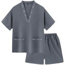 ルームウェア レディース メンズ ペア 男女兼用 大きいサイズ ゆったり パジャマ サウナスーツ 浴衣 部屋着 ポリエステル 無地 シンプル ショートパンツ 三分袖 温泉 スパ ホテル 岩盤浴 普段使い リラックス