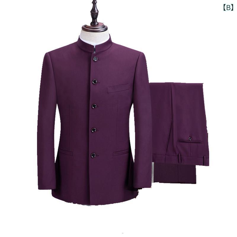 スーツ メンズ 男性用 ビジネス セットアップ スリム 2点セット 大きいサイズ ポリエステル アセテート ストレート ブラック ワインレッド ネイビー ライトビジネス(x2)