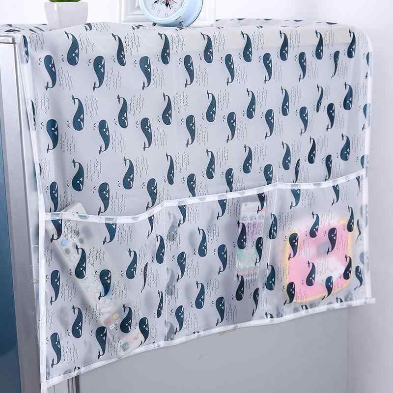 楽天花りぼん防塵カバー 洗濯機 冷蔵庫 電子レンジ用 家庭用 家電保護 撥水加工 汚れ防止 ポリエステル混綿 シンプルモダン 両開き収納ポケット付き（x2）