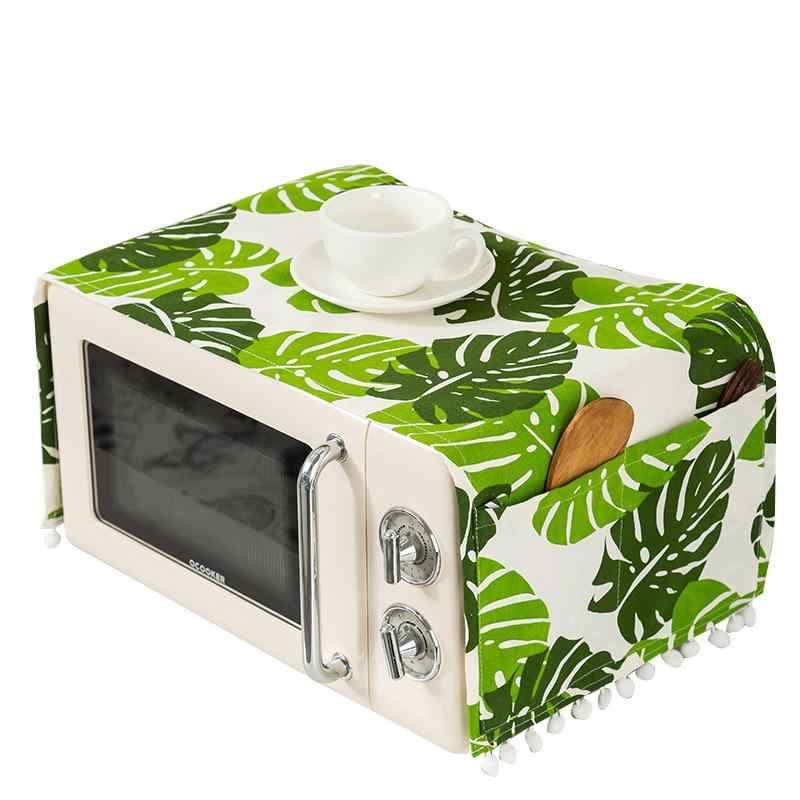 楽天花りぼん防塵カバー 家電用 洗濯機 冷蔵庫 電子レンジ オーブン 北欧風 カントリー調 サイドポケット付き 綿麻製 おしゃれ インテリアクロス