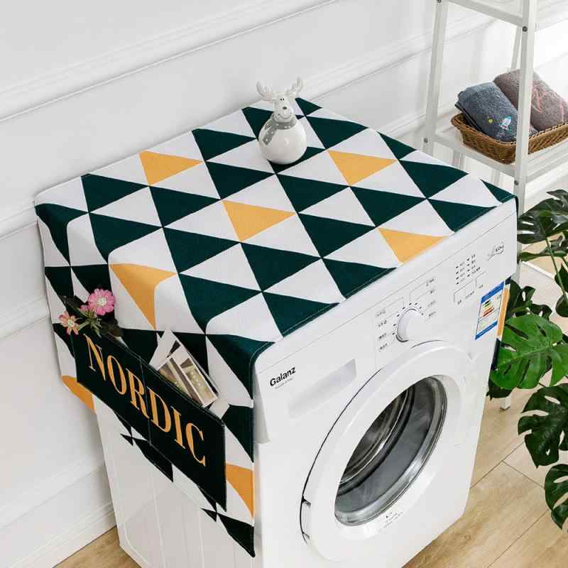 楽天花りぼん防塵カバー 冷蔵庫 洗濯機 電子レンジ オーブン対応 布製 ファブリック 埃よけ 汚れ防止 傷防止 ポケット付き 家電トップクロス 目隠し