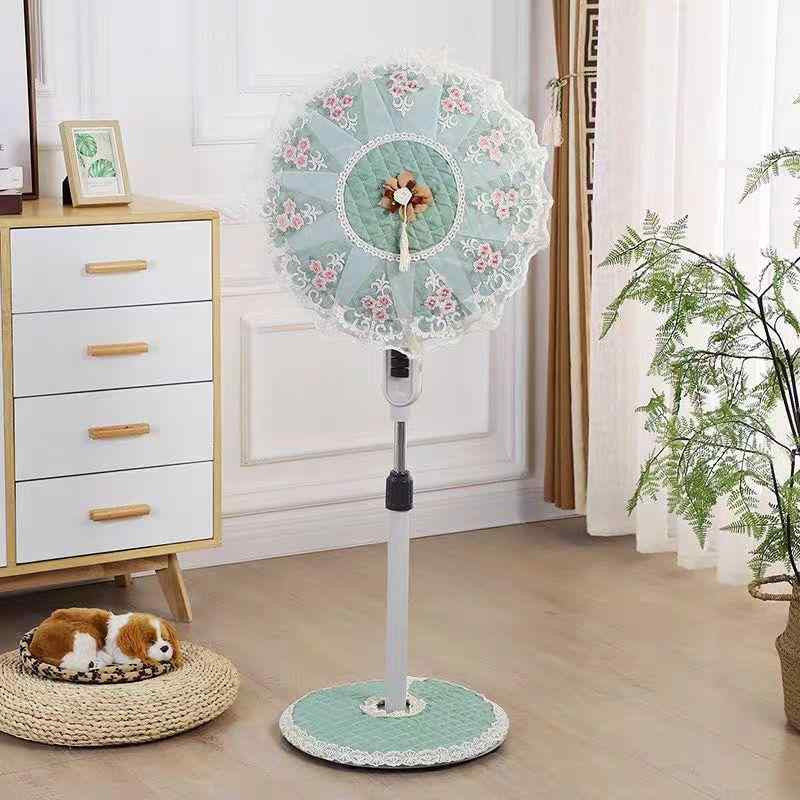 扇風機 防塵カバー スタンド型 フロアファン用 綿 コットン レース フリル 布製 フルカバー 家庭用 埃..
