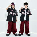 ダンス衣装 キッズ 男の子 女の子 中大童 ジュニア ヒップホップ ストリートダンス 発表会 ステージ衣装 ドラム演奏会 ゆったり クール シャツ セットアップ ポリエステル 春夏