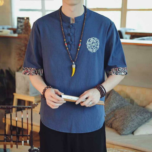 Tシャツ メンズ 中華風 鶴刺繍 スタンドカラー ビッグサイズ 半袖 ゆったり 薄手 綿麻 コットンリネン 通気性 夏 レトロ 普段使い カジュアル トップス Tシャツ メンズ 中華風 鶴刺繍 スタンドカラー ビッグサイズ 半袖 ゆったり 薄手 綿麻 コットンリネン 通気性 夏 レトロ 普段使い カジュアル トップス