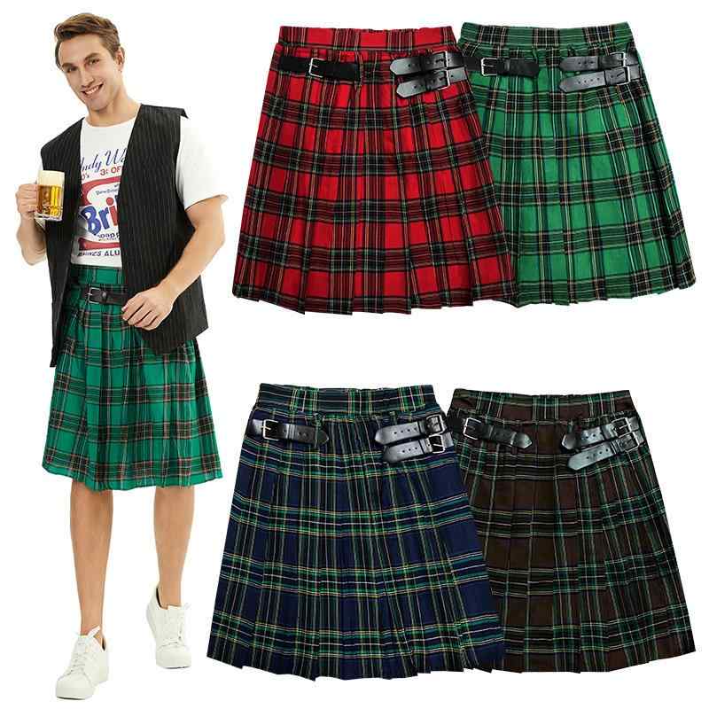 スカート メンズ 男性用 スコットランド風 民族衣装 タータンチェック柄 プリーツ ショート丈 ミニ丈 ..