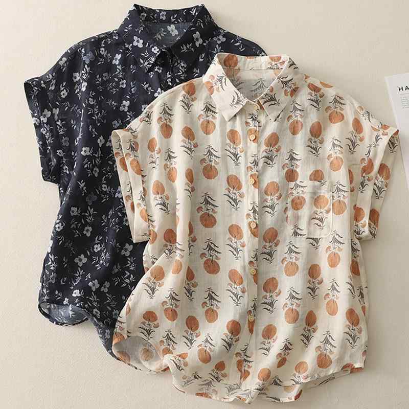 レディース シャツ 夏 サマー ナチュラル カジュアル プリント ノースリーブ ゆったり リネン 麻 薄手 軽量 通気性抜群 快適 シャツ襟 マカロンカラー アプリコット ブルー 前開き きれいめ 通勤 オフィス アーバン トップス