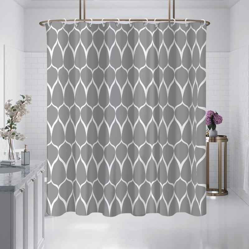 シャワーカーテン 水滴柄 ドロップ柄 防水 防カビ 撥水加工 厚手 ポリエステル 浴室 バスルーム 間仕切り 穴あけ不要 おしゃれ シンプル モダン