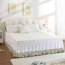 ベッドスカート 滑り止め ズレ防止 ゴム入り 簡単交換 蓮の花柄レースデザイン アセテート繊維 ツイル織り デジタルプリント モダン シンプル 上品 光沢感 寝室 インテリア