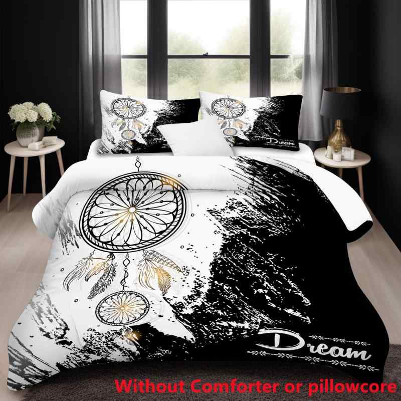 布団カバーセット シングル ダブル ドリームキャッチャー 3Dデジタルプリント 幾何学模様 北欧風 ポリエステル ピーチスキン加工 肌触り滑らか 3点セット