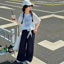 セットアップ キッズ ガールズ 女の子 夏服 韓国風 おしゃれ ショール 半袖 Tシャツ パンツ 2点セット コットン 薄手 普段使い