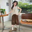 セットアップ 女の子 ガールズ ジュニア 夏 半袖Tシャツ キュロット スカートパンツ 2点セット おしゃれ カジュアル 接触冷感 薄手 涼しい 普段使い 通学 お出かけ 綿混 ポリエステル混 無地