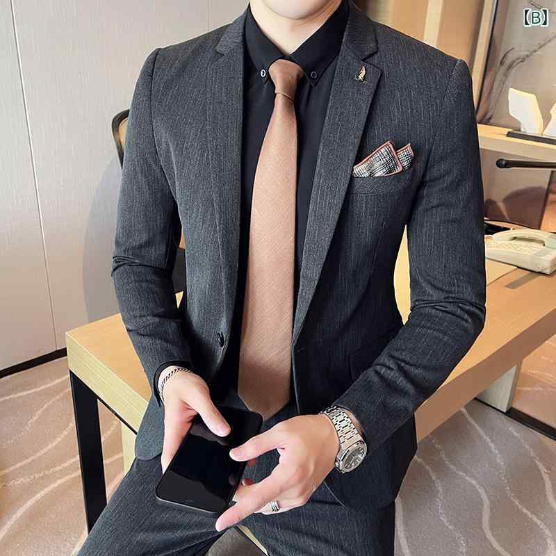 スーツ メンズ 大きいサイズ プラスサイズ スリムフィット 細身 ピンストライプ 形態安定 シワになりにくい ビジネスカジュアル フォーマル ジャケット パンツ セットアップ ツーピース ブラック ダークグレー ネイビー