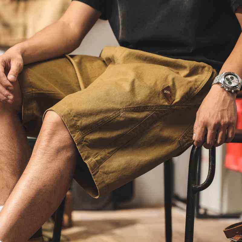 ショートパンツ メンズ レトロ アメカジスタイル カーキ 黒 五分丈 ハーフパンツ 夏物 通気性 ストレート ゆったり カジュアル ビーチパンツ 海パン