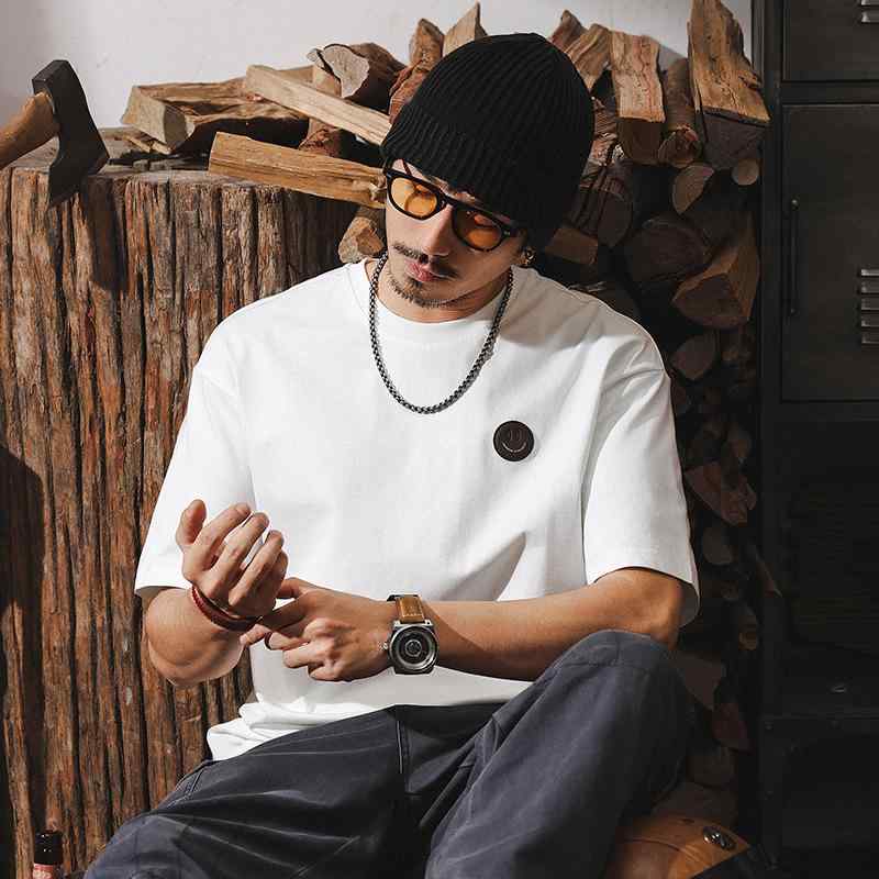 Tシャツ メンズ 接触冷感 半袖 アメカジ アメリカンレトロ シンプル 定番 ゆったり ビッグシルエット 薄手 抗菌 しわになりにくい コーマ綿 クルーネック ドロップショルダー スポーツ アウトドア 普段使い 夏 ホワイト ブラック アプリコット