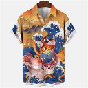 アロハシャツ メンズ 3D 神話 レトロ アニマル柄 開襟 半袖 ポリエステル素材 ストレッチ カジュアル ゆったり ルーズフィット ストリート