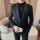 テーラードジャケット メンズ スリムフィット カジュアル ビジネス フォーマル 高級感 ブラック ポリエステル イージーケア