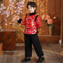 唐装 男の子 キッズ お正月 正月服 中華風 漢服 セットアップ 上下セット 秋冬服 厚手 裏起毛 中綿入り 暖かい 発表会 イベント 衣装