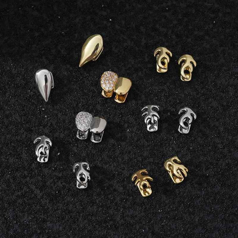 グリル 男女兼用 ヒップホップ ストリートファッション 18Kゴールドカラー シルバーカラー 五芒星 スタ..