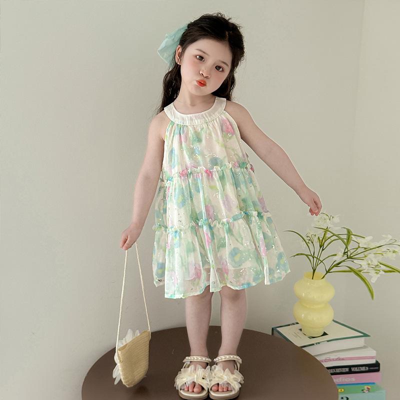 ワンピース 女の子 キッズ 夏服 キャミソール サマードレス グラフィティ柄 落書き風 プリンセスライン..