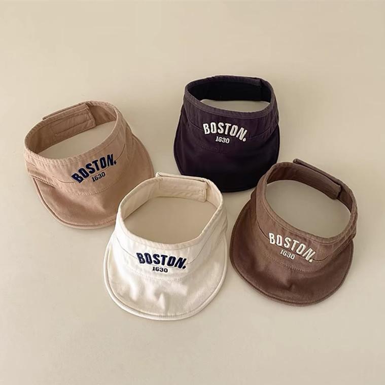 サンバイザー ベビー 子供用 薄手 春夏 日よけ UVカット 刺繍 ソフトブリム 軽量 綿混紡 ポリエステル お出かけ