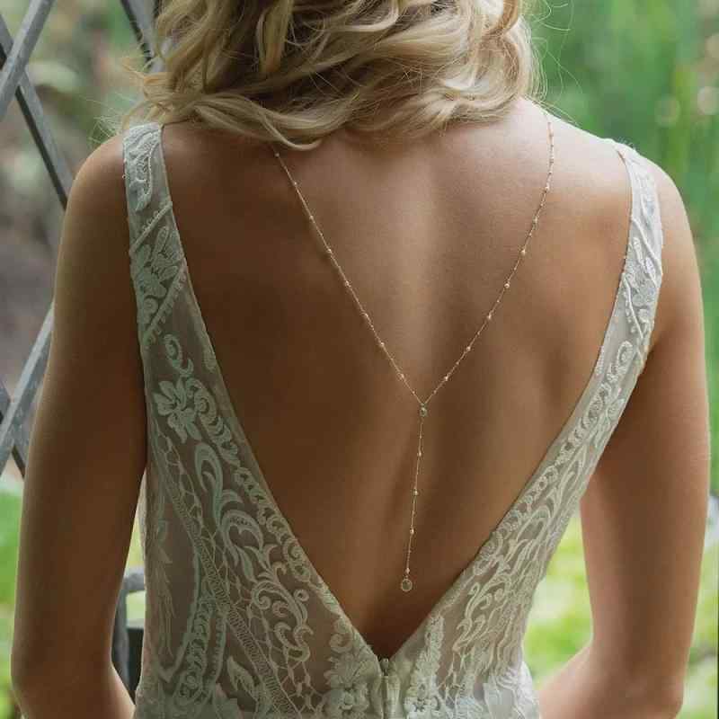 ボディチェーン レディース ダブル ラインストーン クリスタル シンプル エレガント 上品 結婚式 ブライダル ウェディング パーティー ドレス用 背中見せ バックアクセサリー U字型 ゴールド シルバー