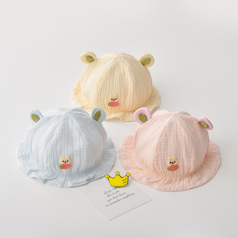 ベビーハット 乳幼児 赤ちゃん 春秋 薄手 かわいい うさぎ アニマルデザイン 防風 通気性 保温 アクリル ピンク ブルー イエロー