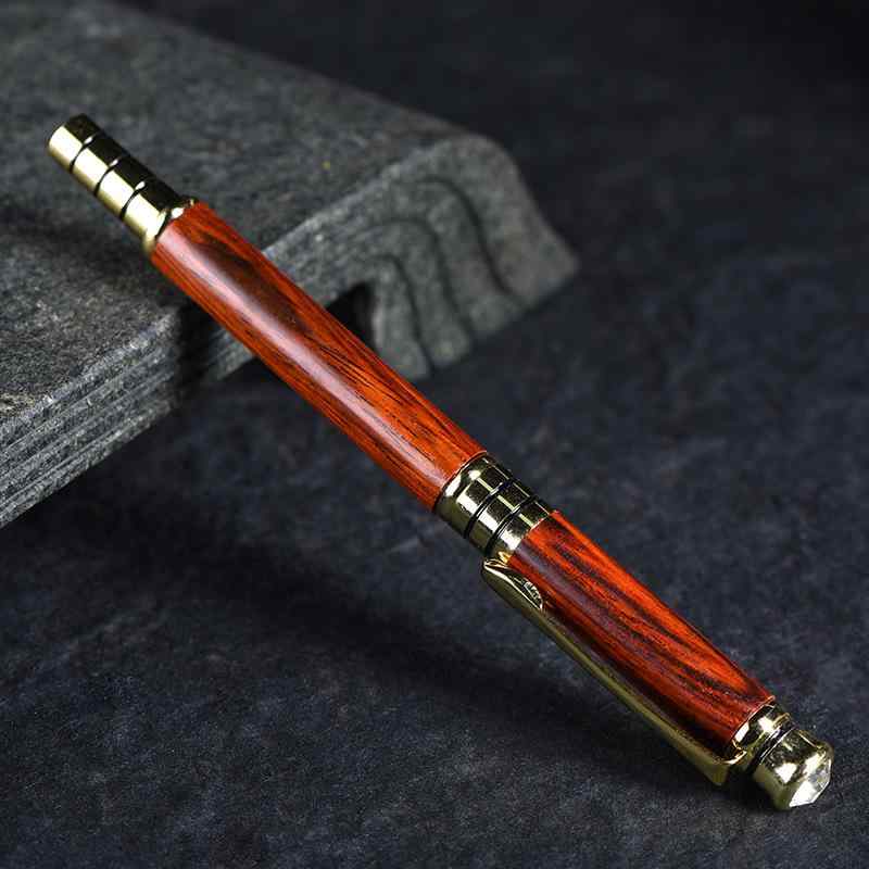 万年筆 ボールペン 兼用 レトロ 木製 紅木 銘木 手作り 職人技 彫刻 研磨 上質 高級感 クラシックデザ..