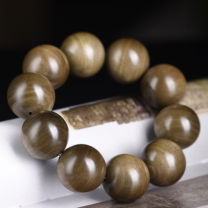 数珠 男性向け インド産 希少 老山白檀 炭化漆黒 25ミリ 大玉 手作り 研磨 腕輪念珠 コレクション用 逸..