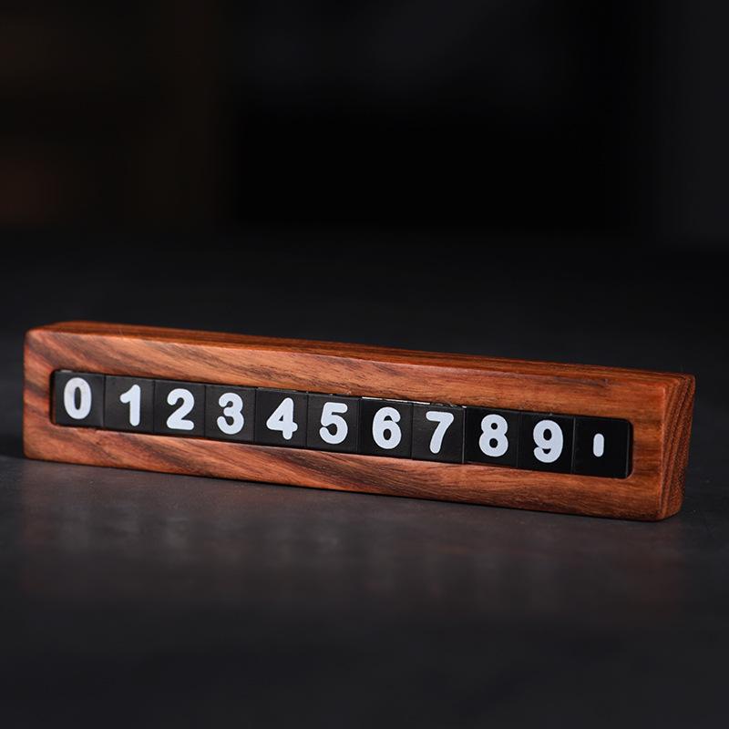 自動車用品 花梨木製 木彫り 高級感 シンプルモダン 和風 一時停車用 電話番号表示板 駐車連絡プレート..