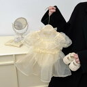 ワンピース 女の子 ベビー 春夏 プリンセス チュール かわいい おしゃれ 通気性 コットン 半袖 Aライン ロンパース 無地 お出かけ やわらか