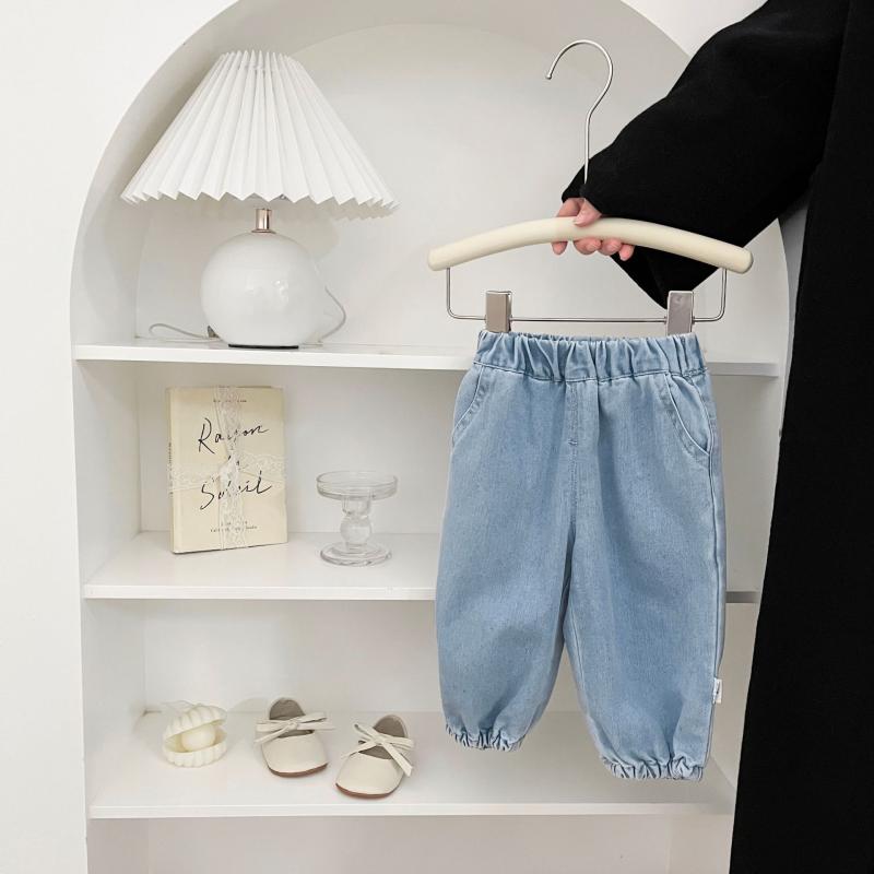 デニムパンツ 女の子 ベビー キッズ 幼児向け 春秋 ゆったり ルーズシルエット ロング丈 綿素材 無地 ..