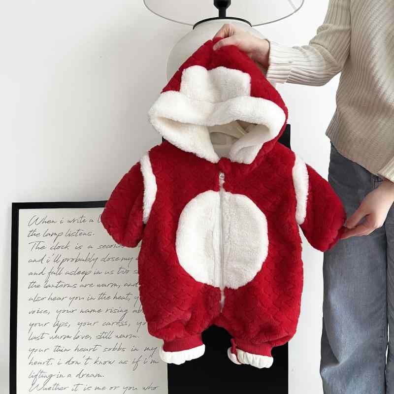 ・主な素材: ポリエステル100%・対象年齢: 1〜3歳 (身長80〜100cm)・性別: ユニセックス・袖丈: 長袖・フード: フード付き・厚さ: 厚手・留め具: ファスナー・スタイル: 韓国風・カテゴリ: ロンパース・サイズ展開: 66cm、73cm、80cm、90cm、100cm