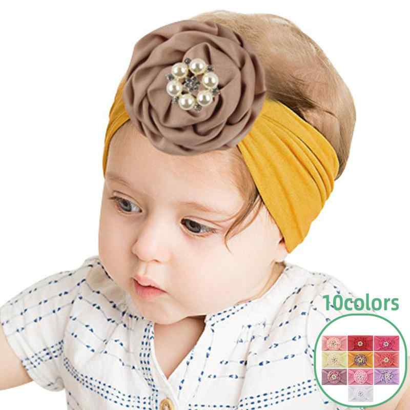 ベビーヘアバンド 赤ちゃん キッズ ナイロン 柔らか 欧米風 プリンセス サテンリボン フラワー飾り ラ..
