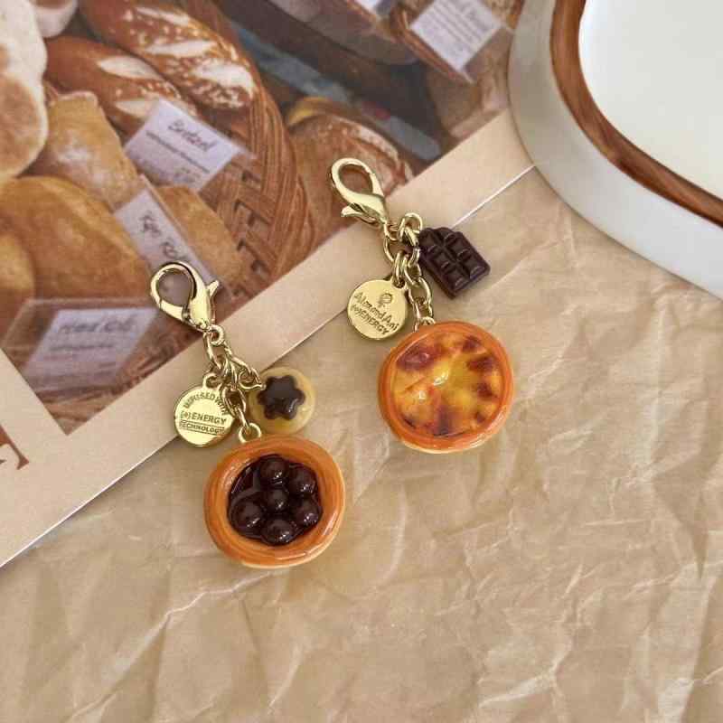 バッグチャーム オリジナル ハンドメイド 和風 フェイクフード スイーツモチーフ エッグタルト プリン ..