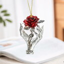 カーアクセサリー バレンタイン ローズ 薔薇 女性の手 平面 アクリル製 車内チャーム かわいい フェミニン インテリア プレゼント ギフト(x2)