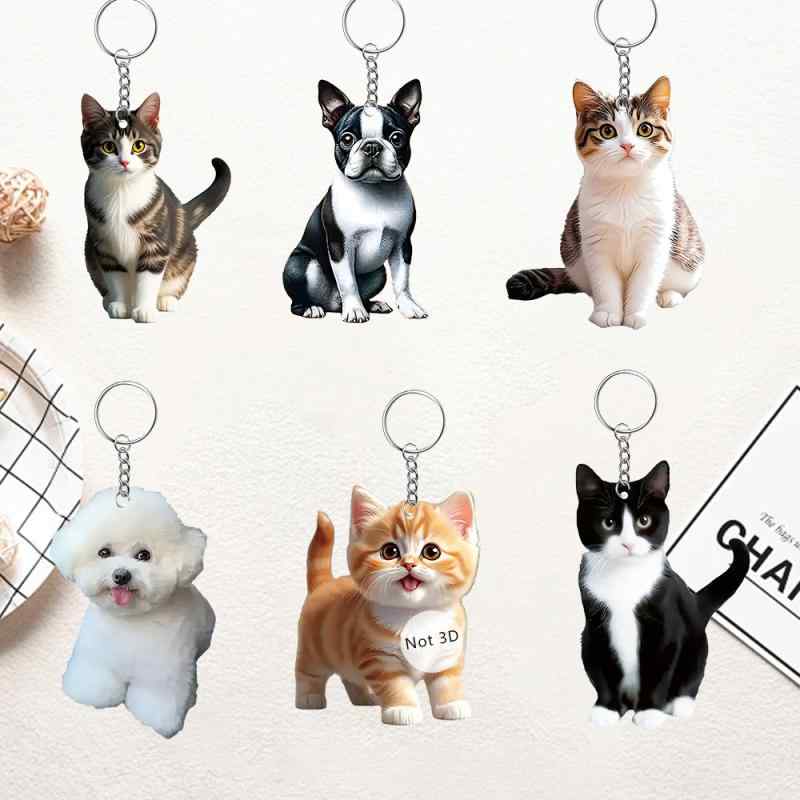 キーホルダー かわいい 動物 2D アクリル クマ ブタ ネコ カートゥーン 車 バックミラー アクセサリー ..