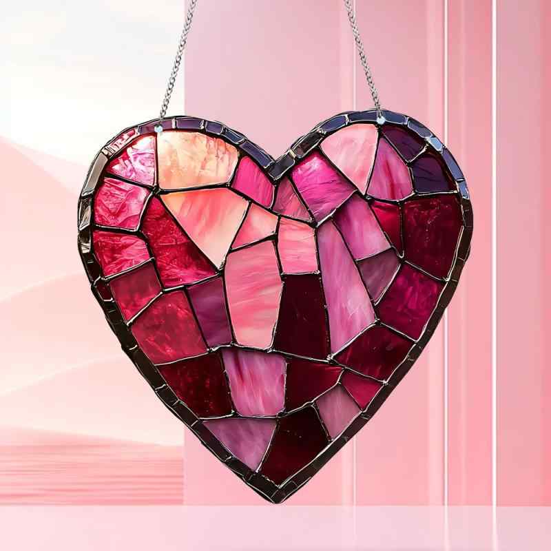 サンキャッチャー バレンタイン ハート ピンク 平面 アクリル インテリア ガーデニング 車内 吊り下げ オーナメント ナチュラル スイート ギフト(x2)