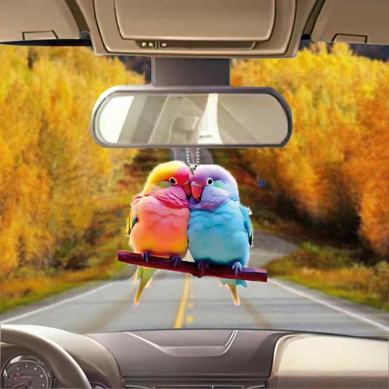 キーホルダー カラフル アクリル オウム インコ カップル ペア 鳥 動物 カートゥーン かわいい バッグ..