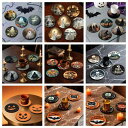 コースター 木製 ハロウィン レトロ 断熱 滑り止め ダイニング 食卓 ティータイム 松木 5mm厚 イベント パーティー プレゼント ギフト セット(x2)