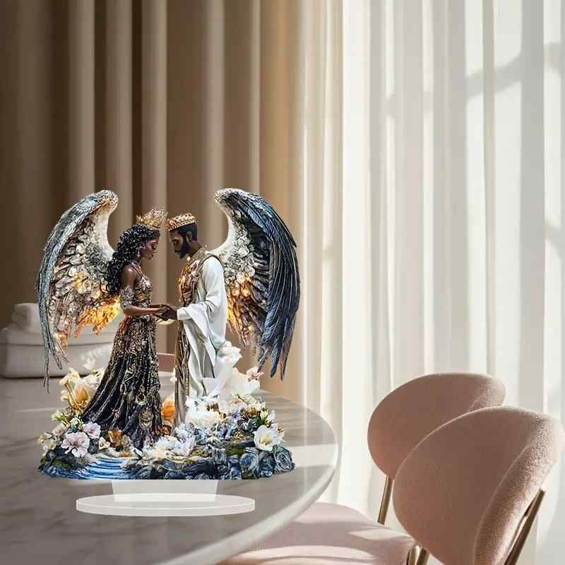 置物 天使 カップル 羽根 アクリル製 フラット オブジェ 卓上 リビング インテリア デコレーション かわいい おしゃれ 部屋飾り 誕生日 プレゼント 記念日 ギフト(x2)