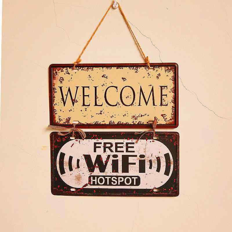 サインプレート レトロ ヨーロピアン アンティーク調 アイアン製 個性的 おしゃれ Wi-Fiサイン ドアサ..