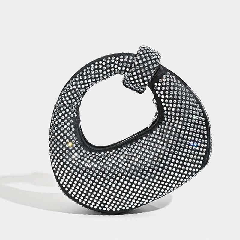 バッグ レディース ギョーザバッグ ラインストーン ハンドバッグ イブニングバッグ パーティーバッグ ..