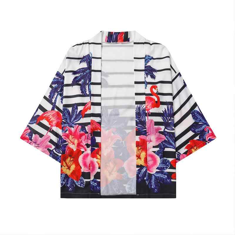 羽織り 男性 浮世絵 小花柄 総柄 和風 ゆったり ビッグシルエット カジュアル UVカット カーディガン ポリエステル スタンドカラー 七分袖 春夏 普段使い