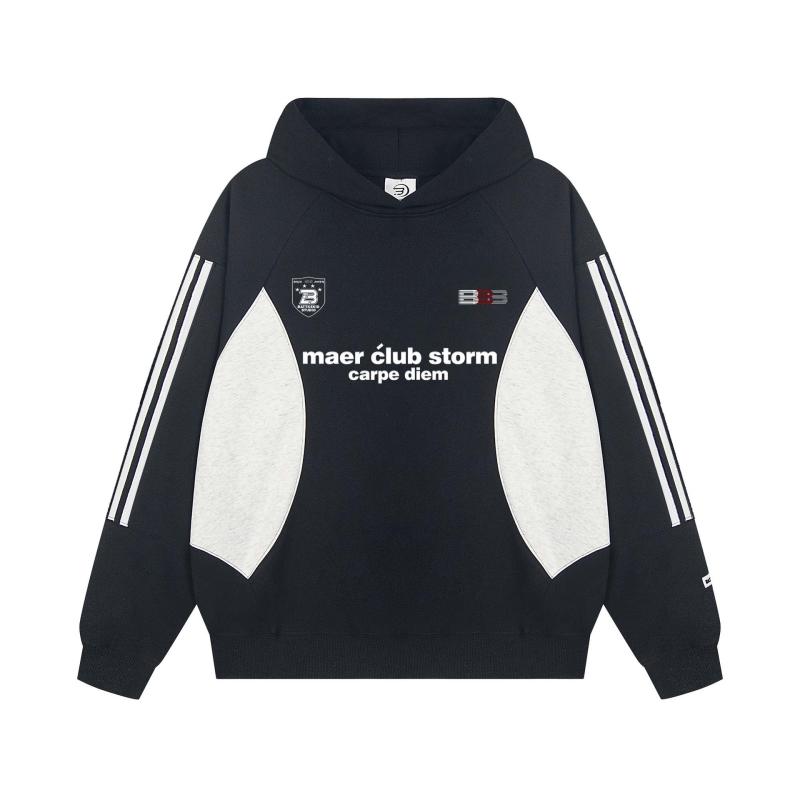 パーカー ユニセックス アメリカン ストリート系 ビッグシルエット ロゴプリント 配色切り替え 織りテープデザイン フード付き 綿 コットン カジュアル スウェット 秋冬